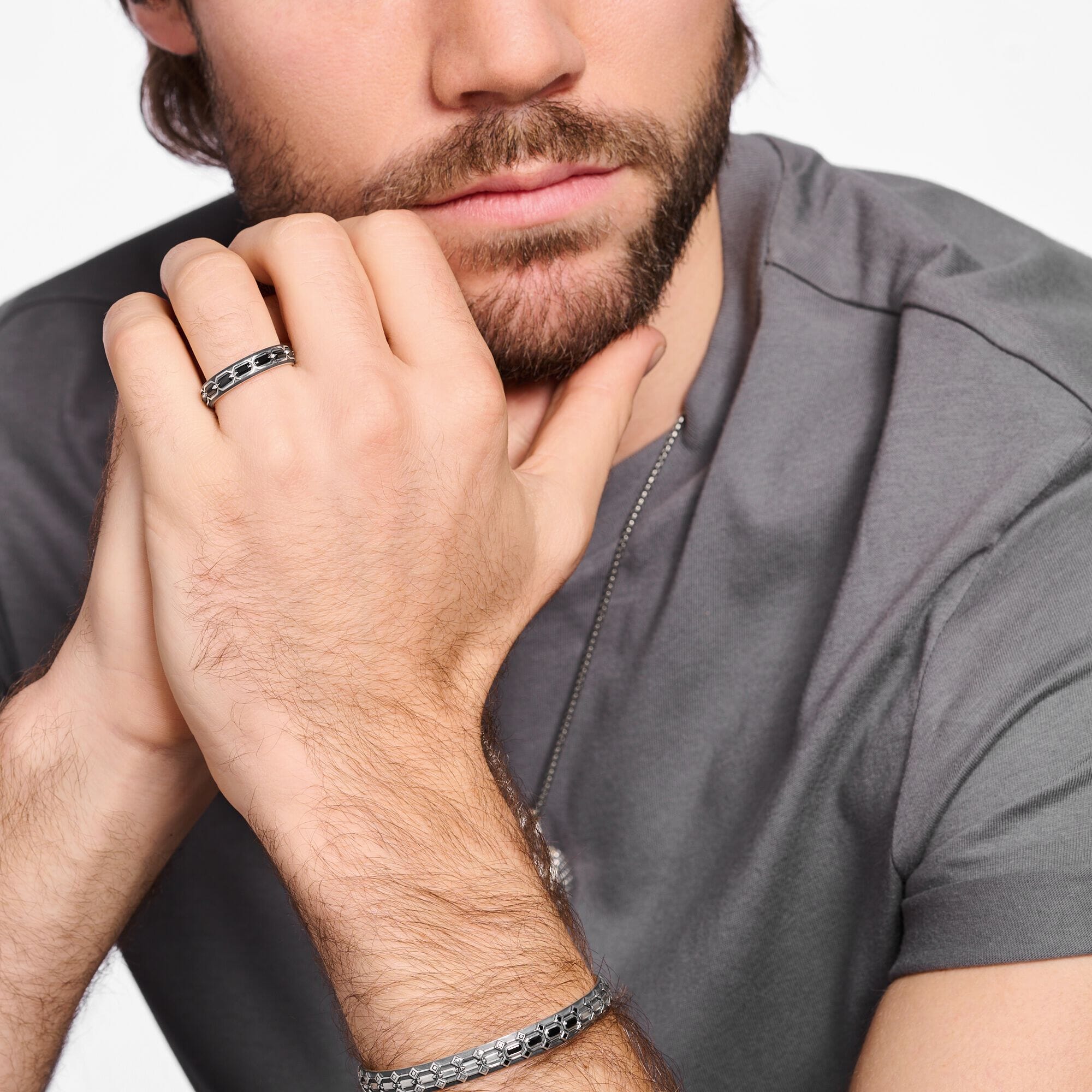 THOMAS SABO Ring Crocodile Shell with Stones Silver Blackened Rings Thomas Sabo 