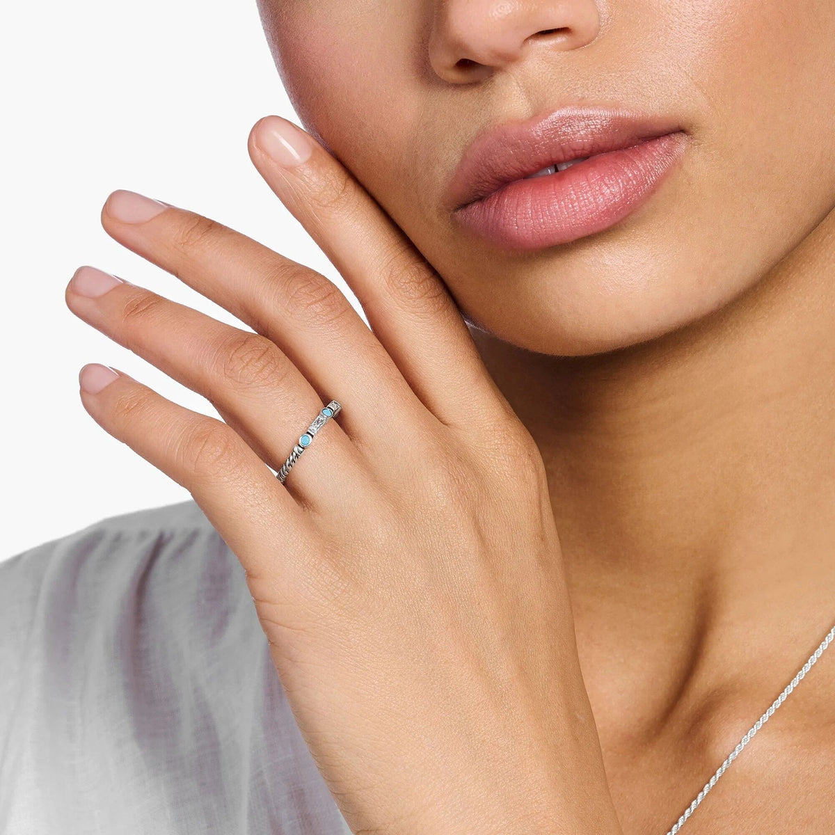 THOMAS SABO Turquoise Silver Band Ring Rings Thomas Sabo 