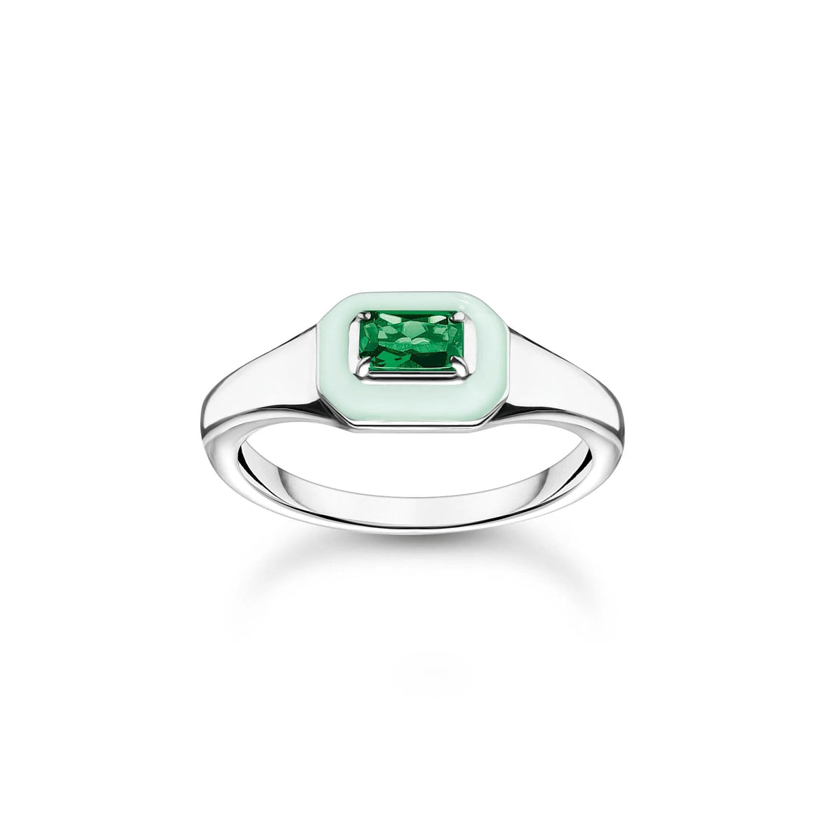 THOMAS SABO Octagon Green Stone Ring Rings Thomas Sabo 