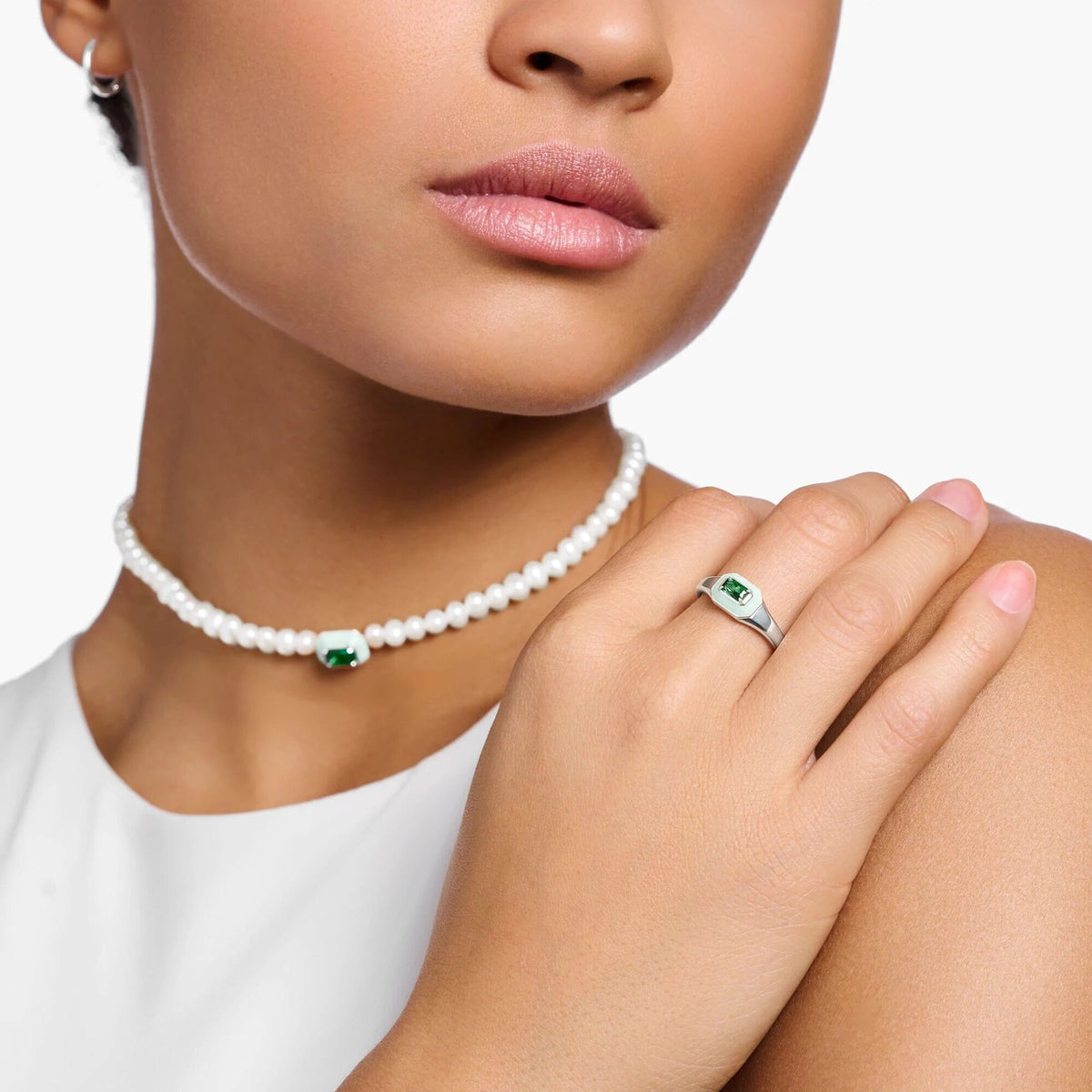 THOMAS SABO Octagon Green Stone Ring Rings Thomas Sabo 