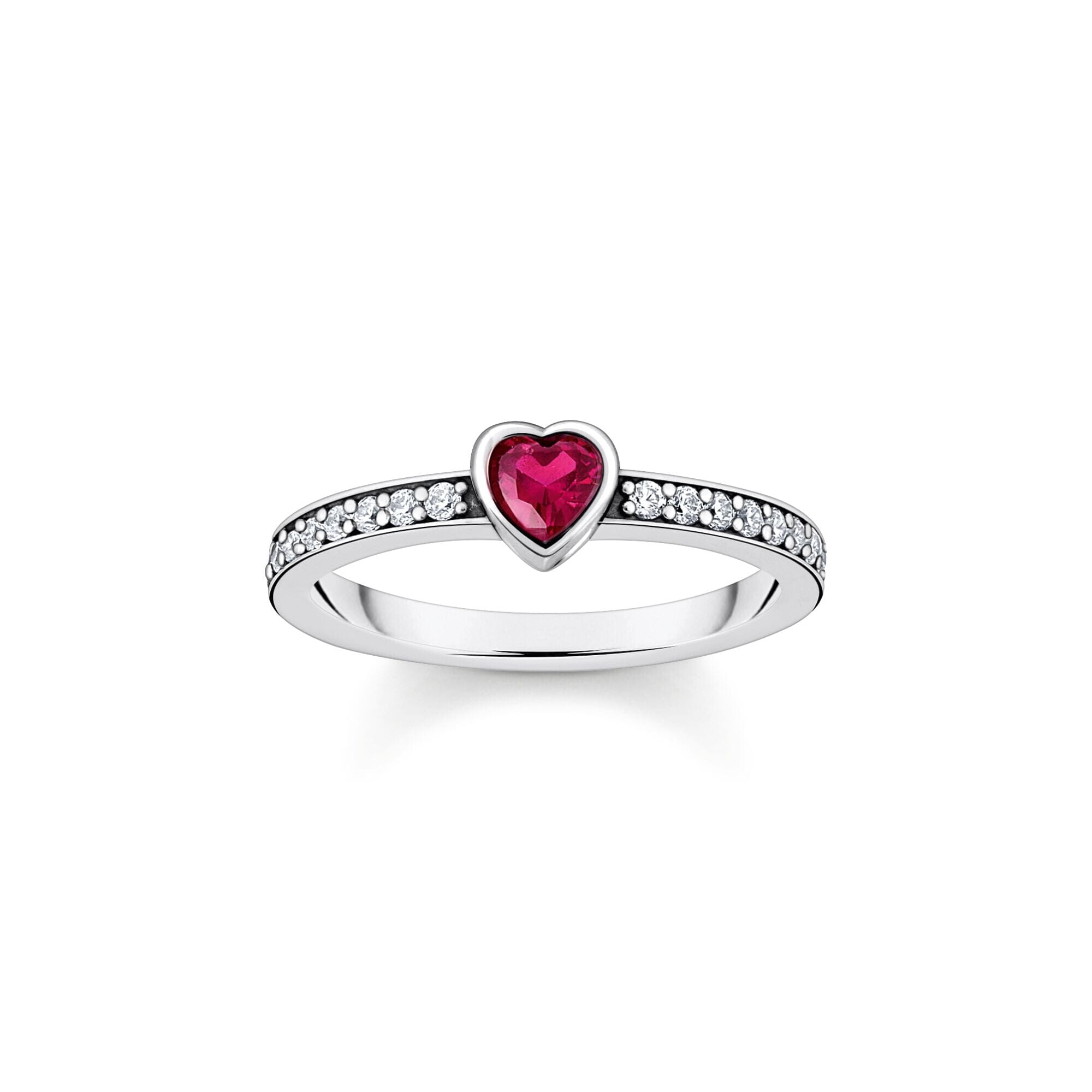 THOMAS SABO Solitaire Rings with Red Heart-Shaped Stone Rings THOMAS SABO 