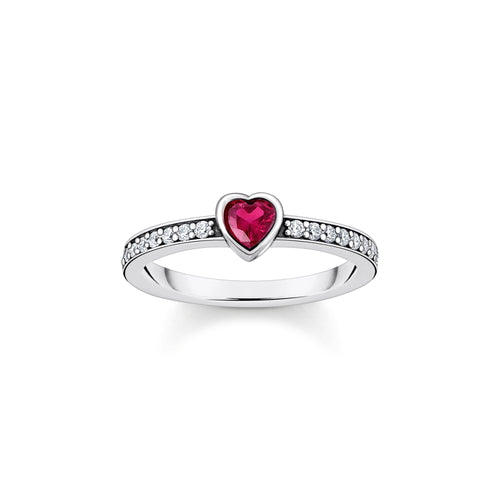 THOMAS SABO Solitaire Rings with Red Heart-Shaped Stone Rings THOMAS SABO 