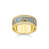 THOMAS SABO Band Rings with Blue Cold Enamel and Cosmic Symbols Rings THOMAS SABO 