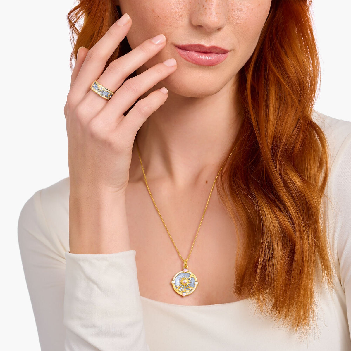 THOMAS SABO Band Rings with Blue Cold Enamel and Cosmic Symbols Rings THOMAS SABO 