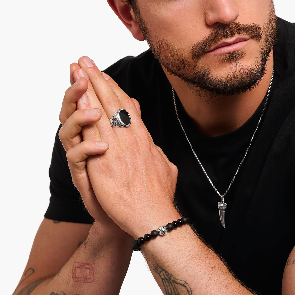 THOMAS SABO Rebel Wolf Rings with Onyx Rings THOMAS SABO 
