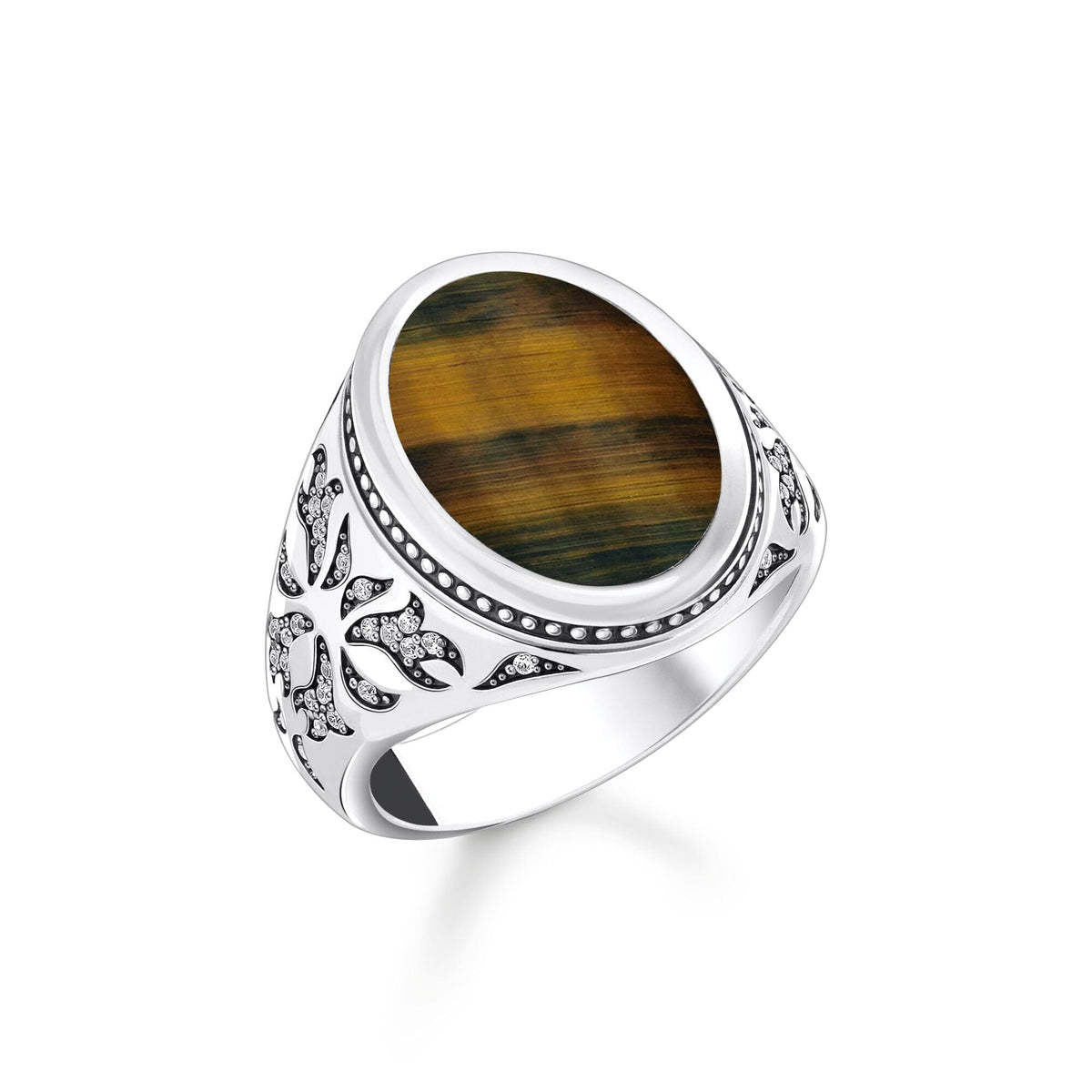 THOMAS SABO Rebel Wolf Rings with Gold-Blue Tiger's Eye Rings THOMAS SABO 