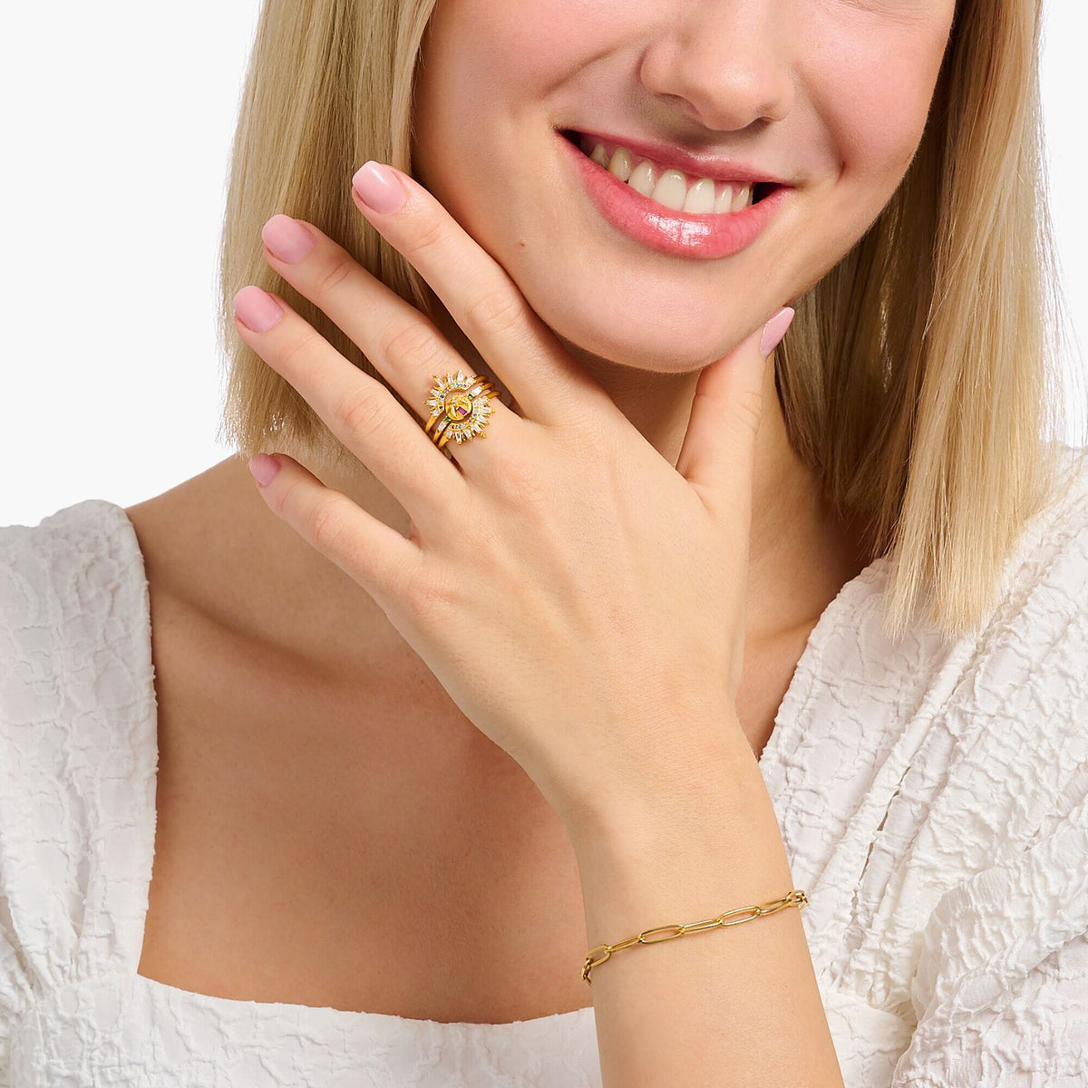 THOMAS SABO Ring with sun beams and colourful stones Rings Thomas Sabo 