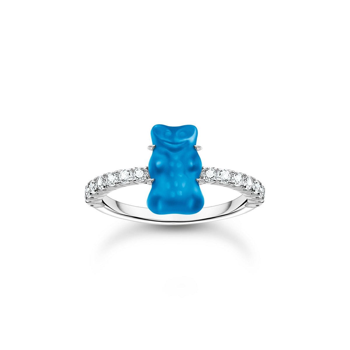 THOMAS SABO Ring with blue mini sized goldbears and zirconia Rings THOMAS SABO 