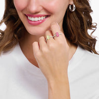 THOMAS SABO Ring with pink mini sized Goldbears and zirconia Rings THOMAS SABO 