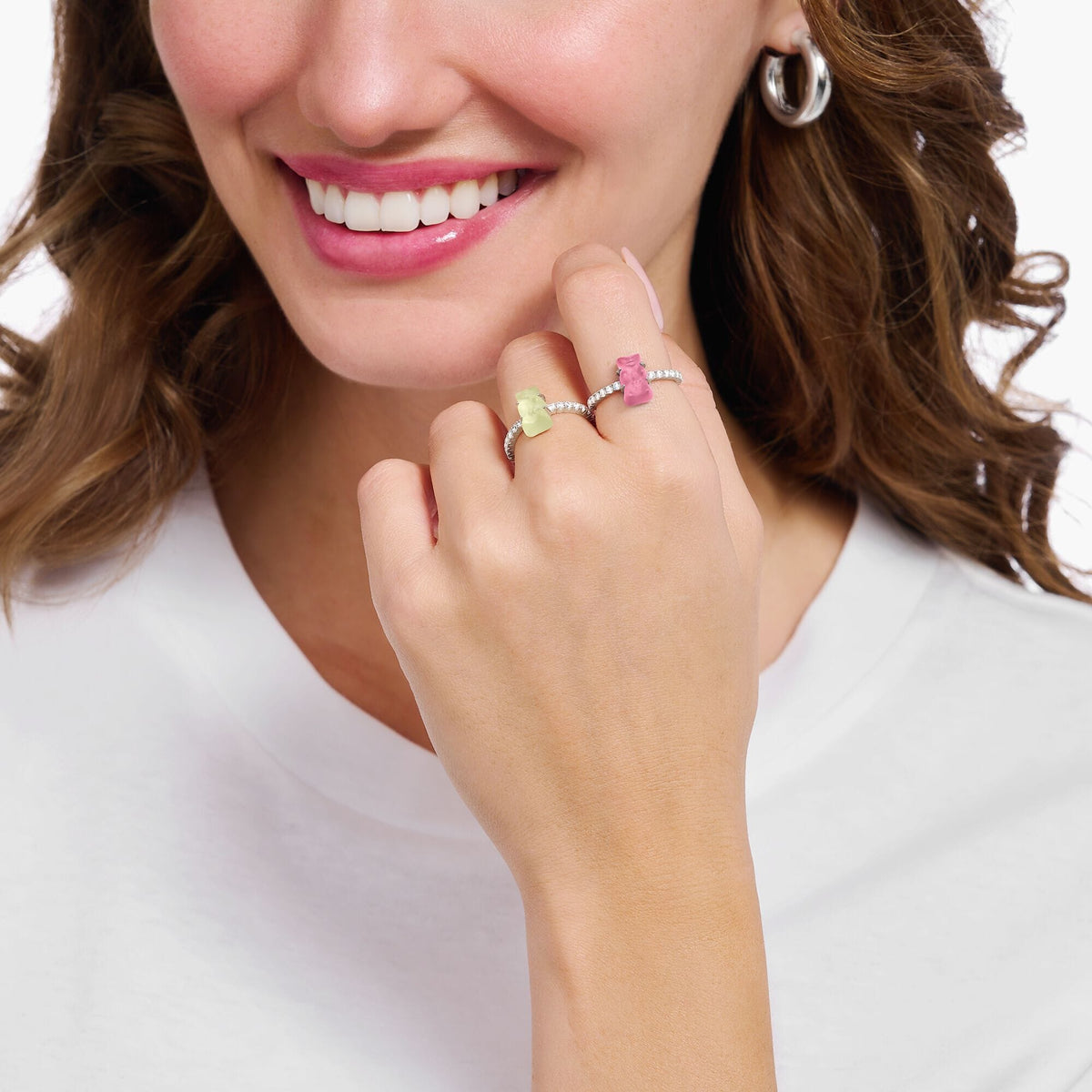 THOMAS SABO Ring with pink mini sized Goldbears and zirconia Rings THOMAS SABO 