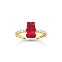 THOMAS SABO Ring with red mini sized goldbears and zirconia Rings THOMAS SABO 