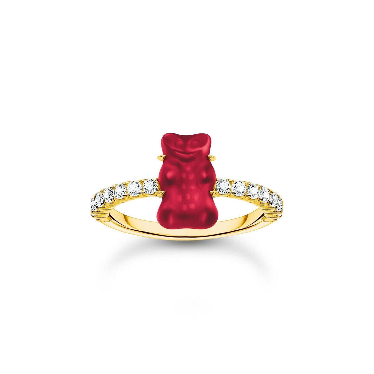 THOMAS SABO Ring with red mini sized goldbears and zirconia Rings THOMAS SABO 