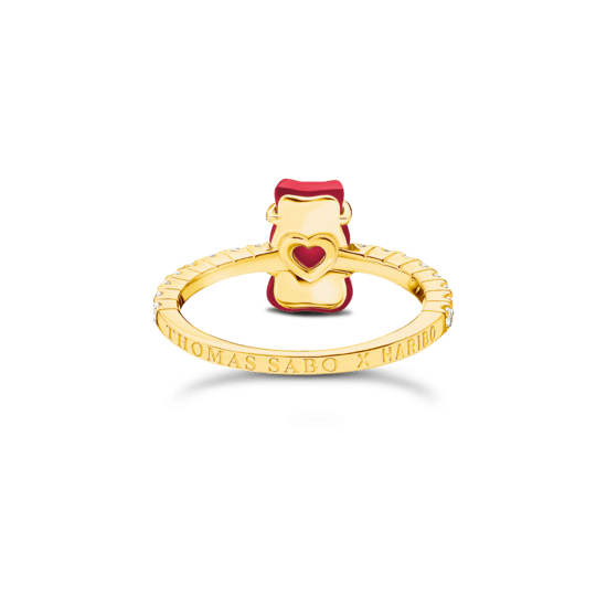THOMAS SABO Ring with red mini sized goldbears and zirconia Rings THOMAS SABO 