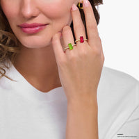 THOMAS SABO Ring with red mini sized goldbears and zirconia Rings THOMAS SABO 