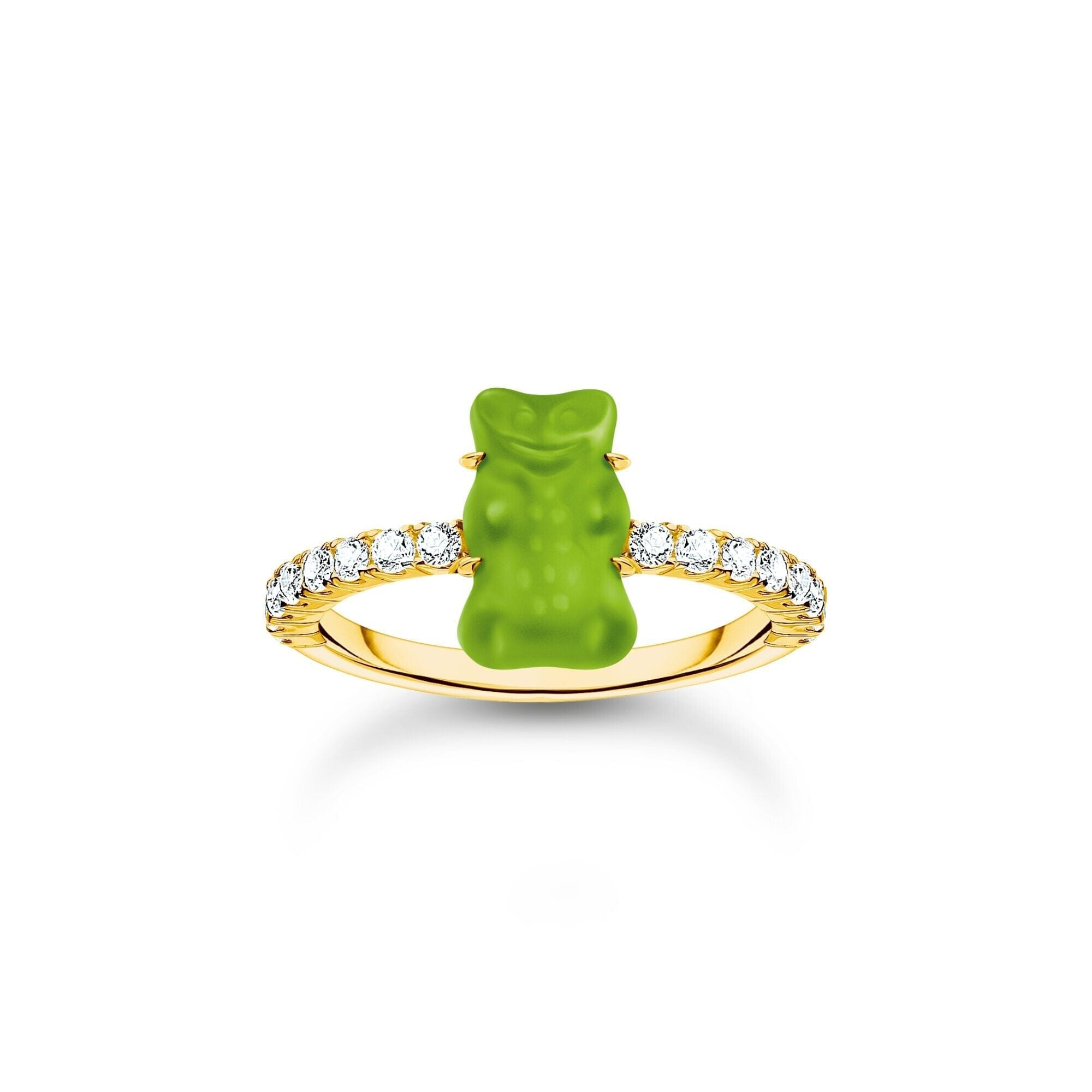 THOMAS SABO Ring with green mini sized goldbears and zirconia Rings THOMAS SABO 