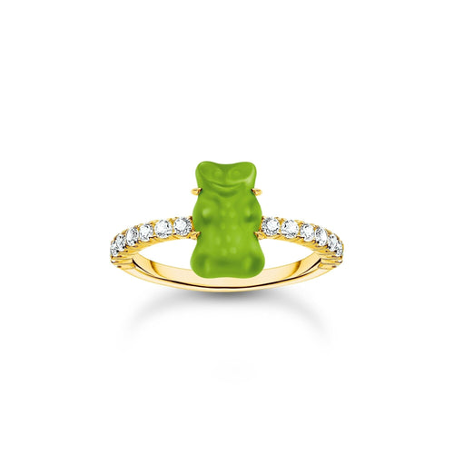THOMAS SABO Ring with green mini sized goldbears and zirconia Rings THOMAS SABO 