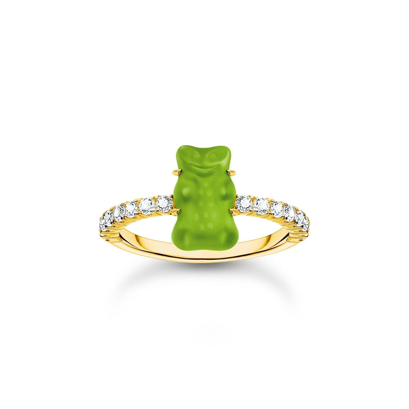 THOMAS SABO Ring with green mini sized goldbears and zirconia Rings THOMAS SABO 