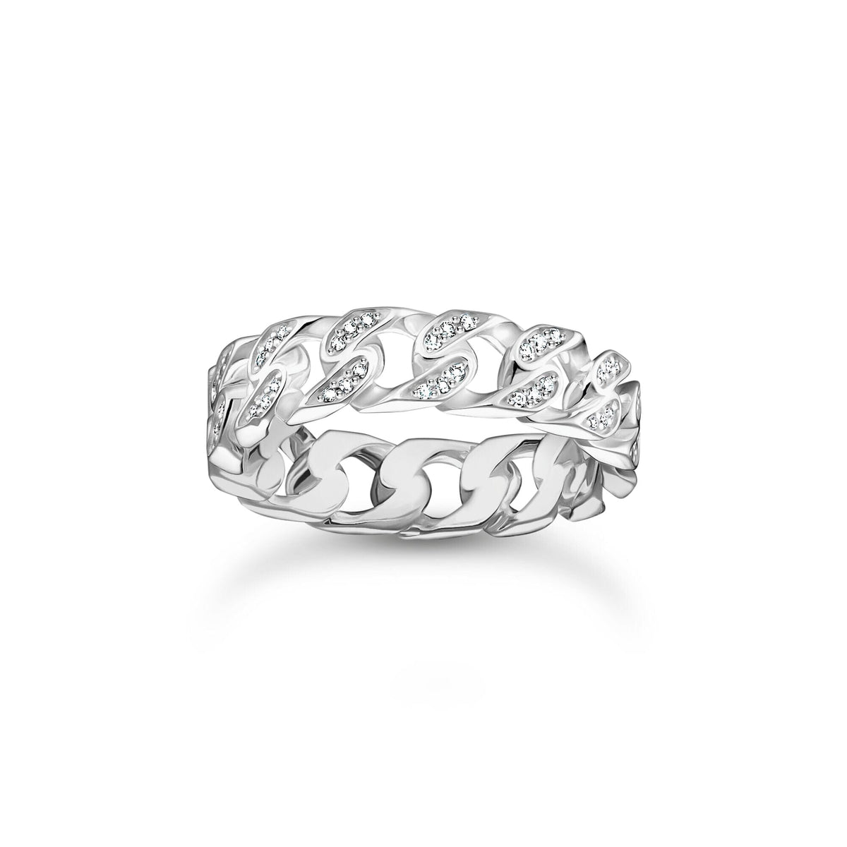 THOMAS SABO Slim ring with chain links and white stones Rings Thomas Sabo 