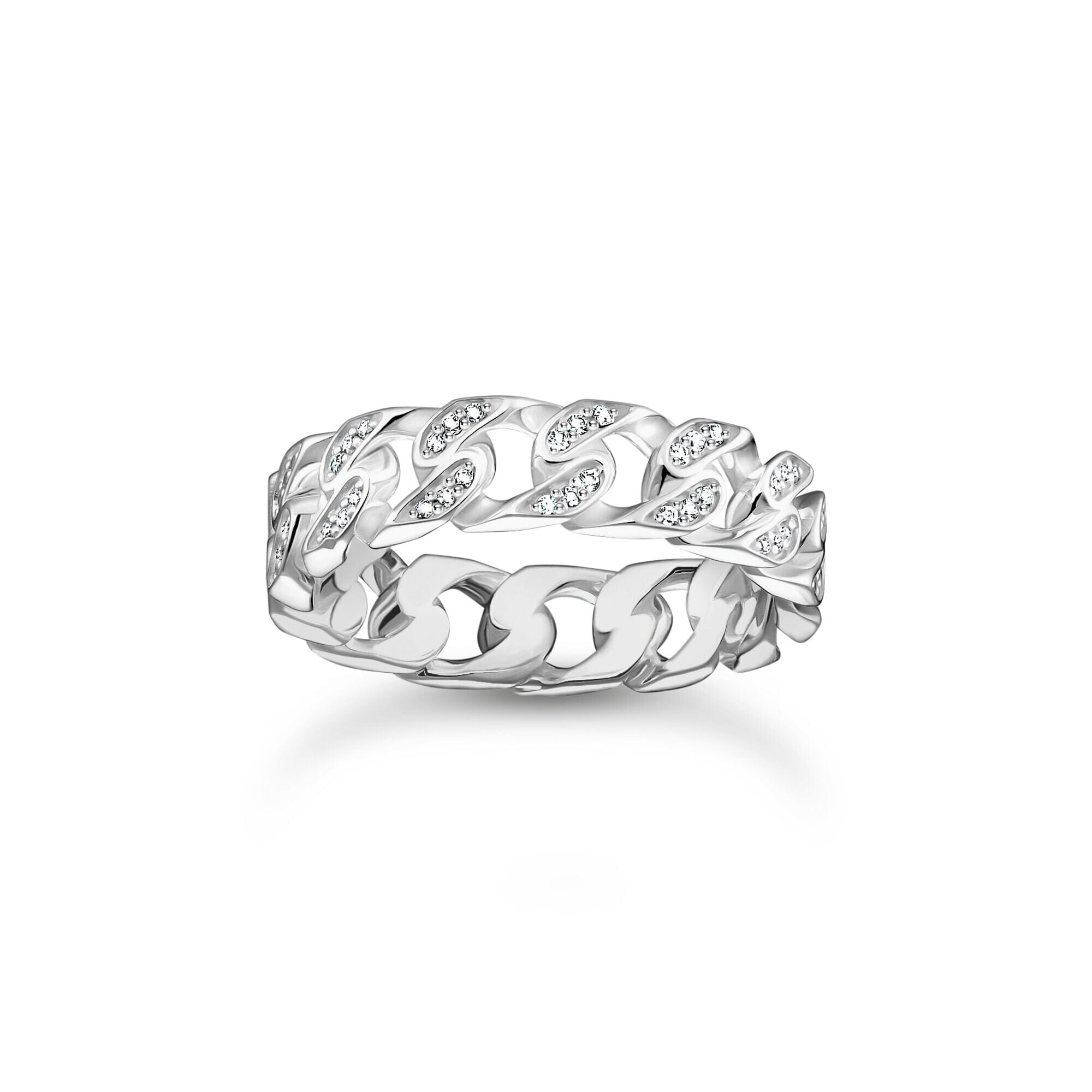THOMAS SABO Slim ring with chain links and white stones Rings Thomas Sabo 