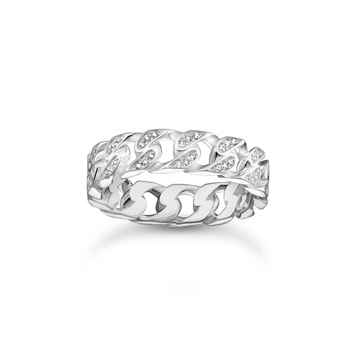 THOMAS SABO Slim ring with chain links and white stones Rings Thomas Sabo 
