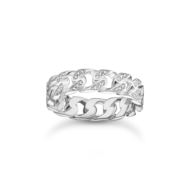 THOMAS SABO Slim ring with chain links and white stones Rings Thomas Sabo 
