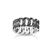 THOMAS SABO Wide ring with chain links and black stones Rings Thomas Sabo 