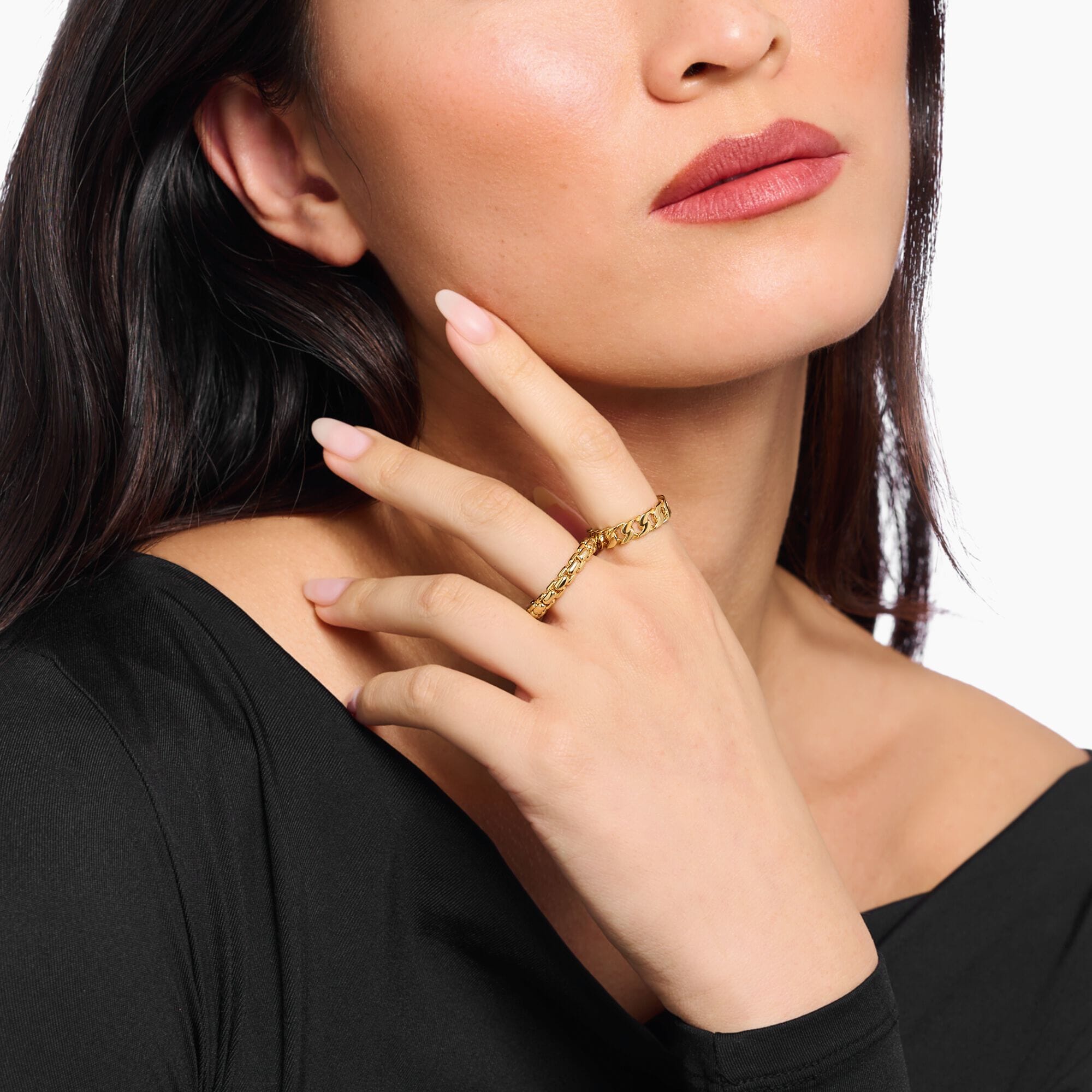 THOMAS SABO Box chain ring gold-plated Rings Thomas Sabo 