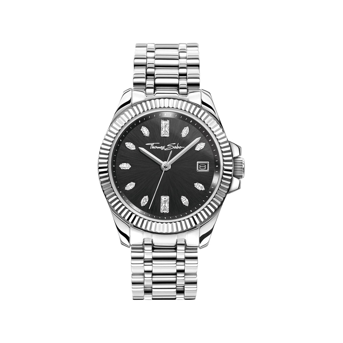 THOMAS SABO Women's Watch Divine Silver with Black Dial and Zirconia Stones Watches THOMAS SABO 