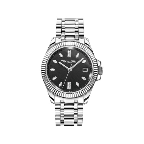 THOMAS SABO Women's Watch Divine Silver with Black Dial and Zirconia Stones Watches THOMAS SABO 