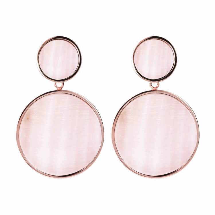 Bronzallure Stone Double Disc Drop Earrings Earrings Bronzallure 