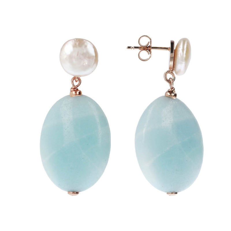 Bronzallure Pearls and Natural Stones Dangle Earrings Earrings Bronzallure 