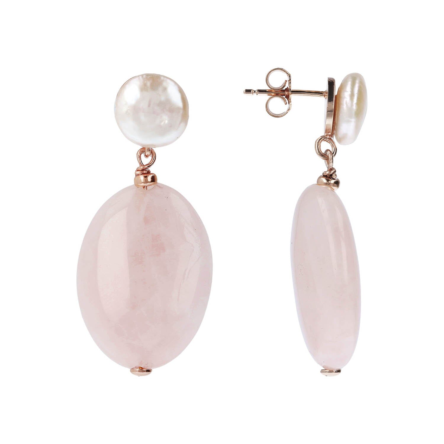 Bronzallure Pearls and Natural Stones Dangle Earrings Earrings Bronzallure 