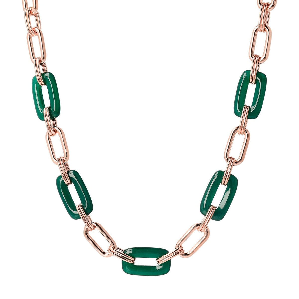 Bronzallure Variegata Green Agate Necklace 48.3cm Necklaces Bronzallure 