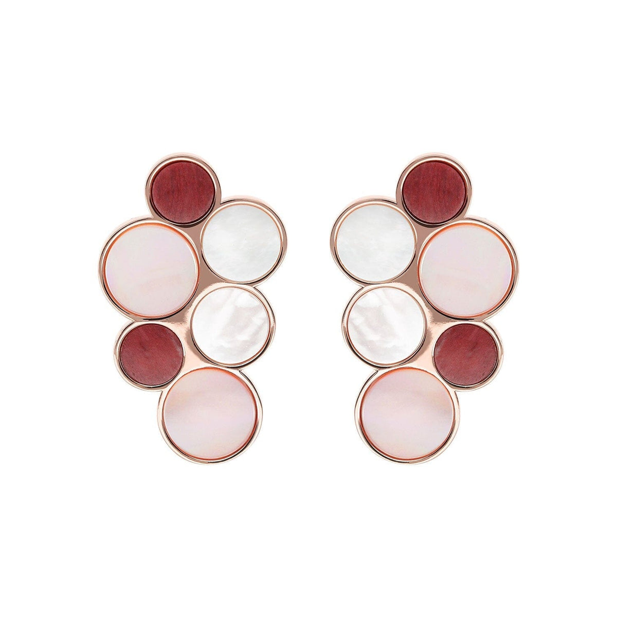 Bronzallure Alba Red Fossil Mop Flat Earrings Earrings Bronzallure 