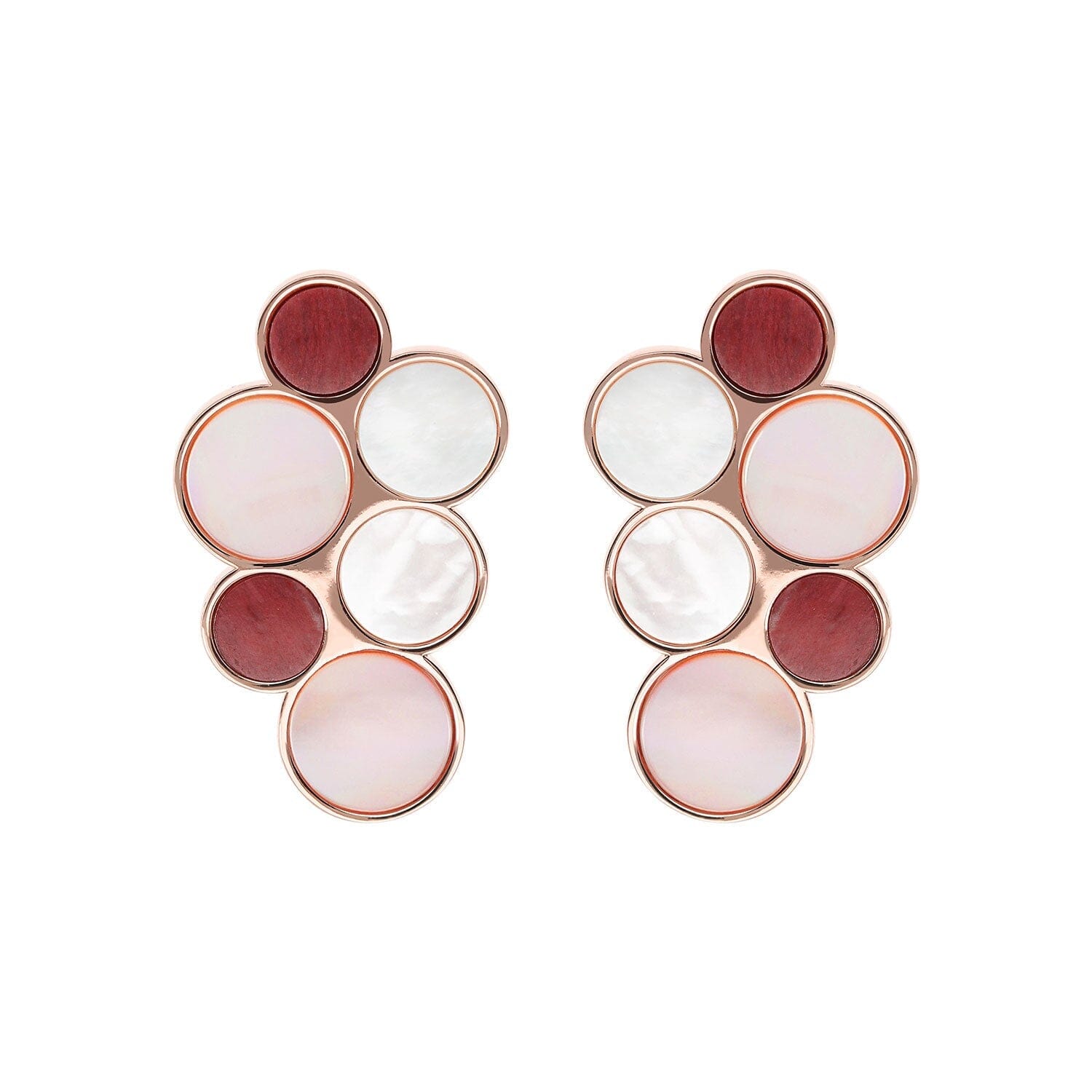 Bronzallure Alba Red Fossil Mop Flat Earrings Earrings Bronzallure 
