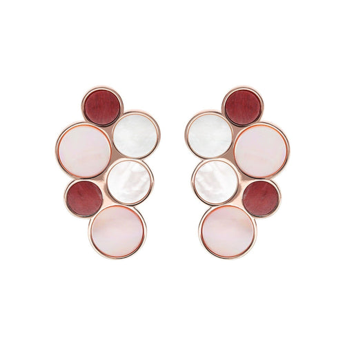 Bronzallure Alba Red Fossil Mop Flat Earrings Earrings Bronzallure 