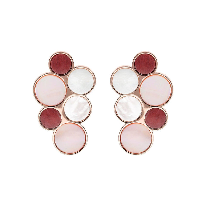 Bronzallure Alba Red Fossil Mop Flat Earrings Earrings Bronzallure 