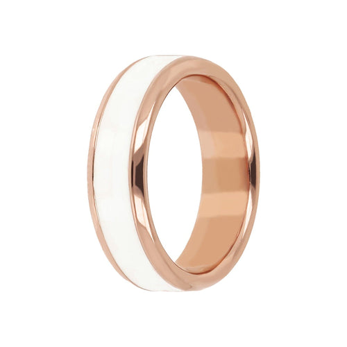 Bronzallure Miss White Enamel Band Ring Rings Bronzallure 