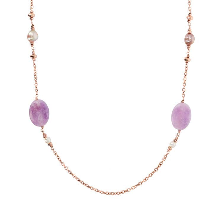 Bronzallure Maxima Lavender & Pearl Necklace Necklaces Bronzallure 