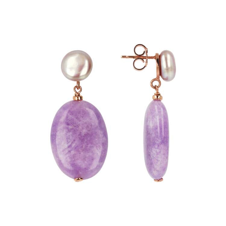 Bronzallure Maxima Lavender & Pearl Earrings Earrings Bronzallure 