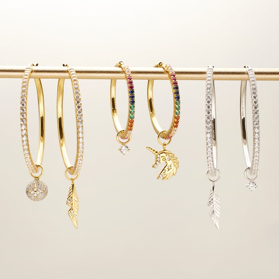 Ania Haie Gold Rainbow Pave Hoop Earrings Earrings Ania Haie 
