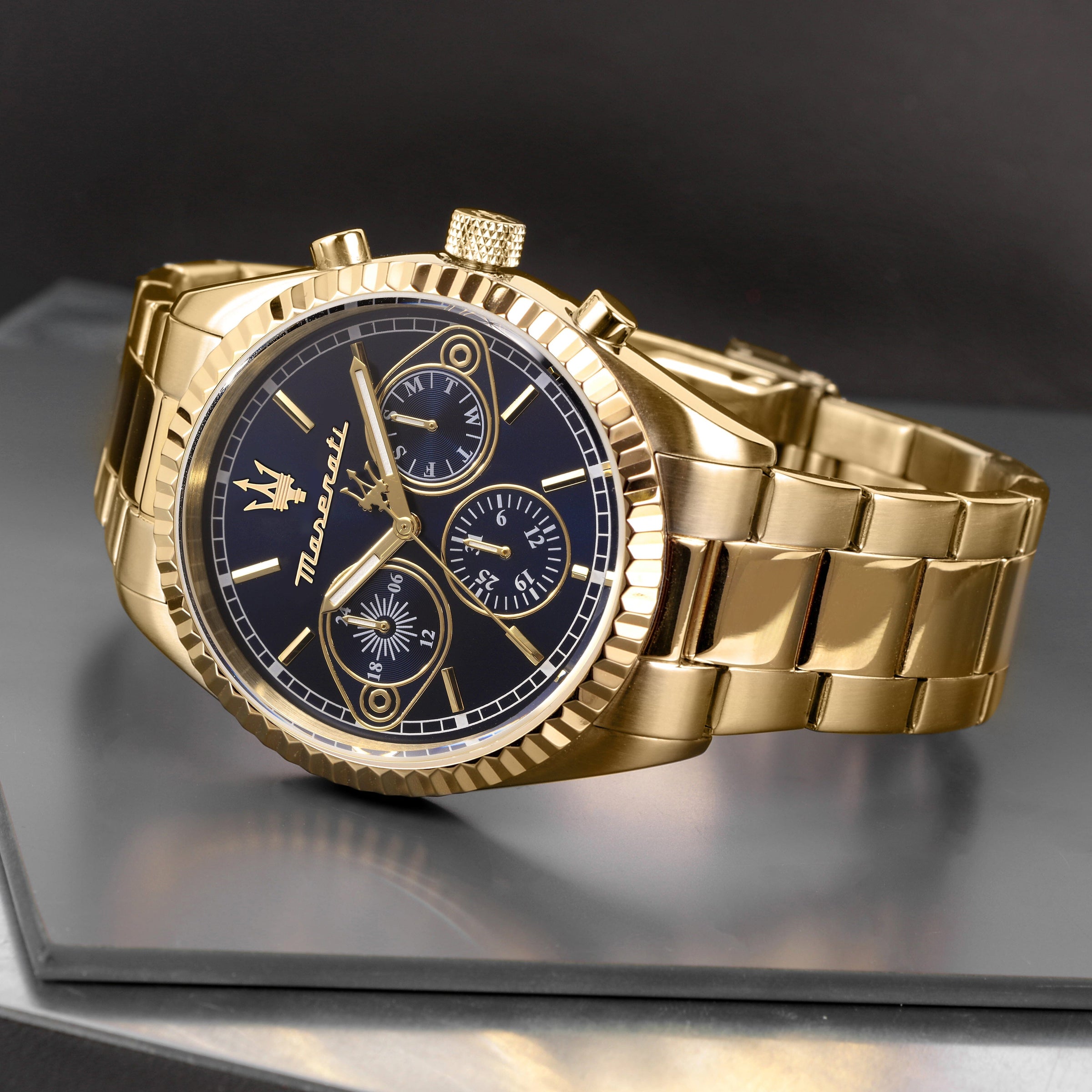 Maserati Competizione 43mm Multifunction Gold Chronograph Watches Maserati 