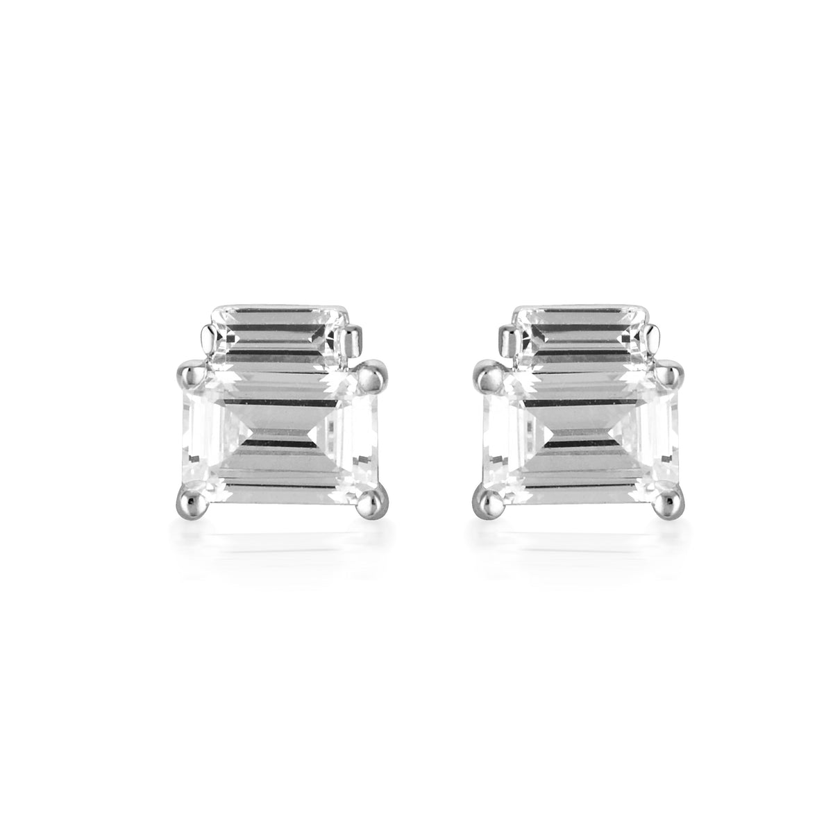 Georgini Emilio Silver Double Baguette Earrings Earrings Georgini 