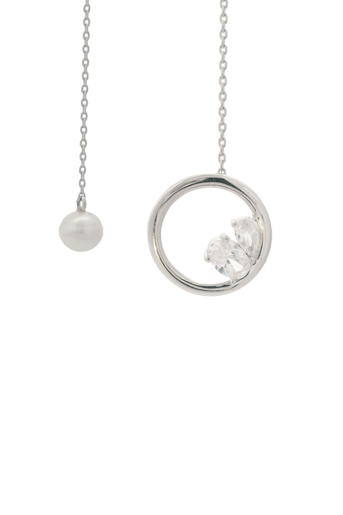 CHIC NOEL FRESHWATER PEARL LARIAT SILVER Bevilles Jewellers 