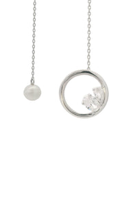 CHIC NOEL FRESHWATER PEARL LARIAT SILVER Bevilles Jewellers 