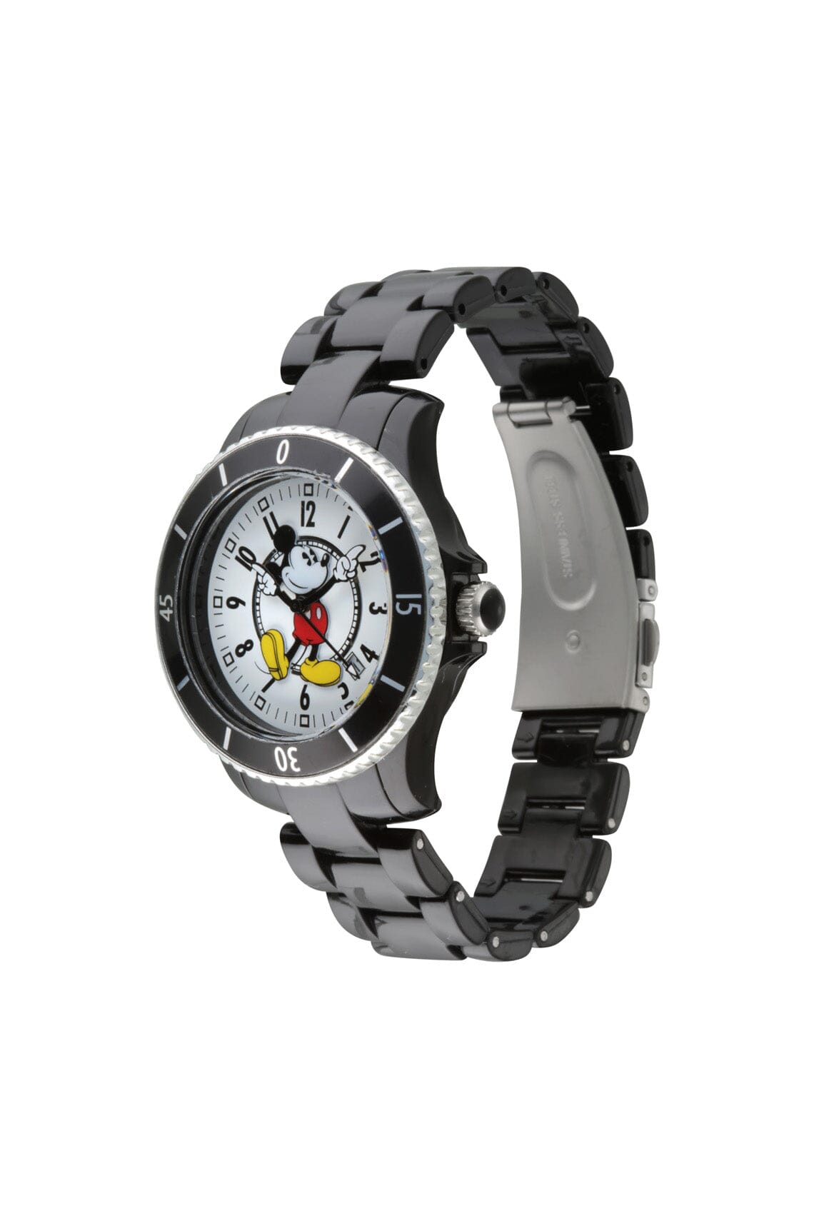 Disney Mickey Sports 40mm White Dial Black Stainless Steel Watch Watches Disney 