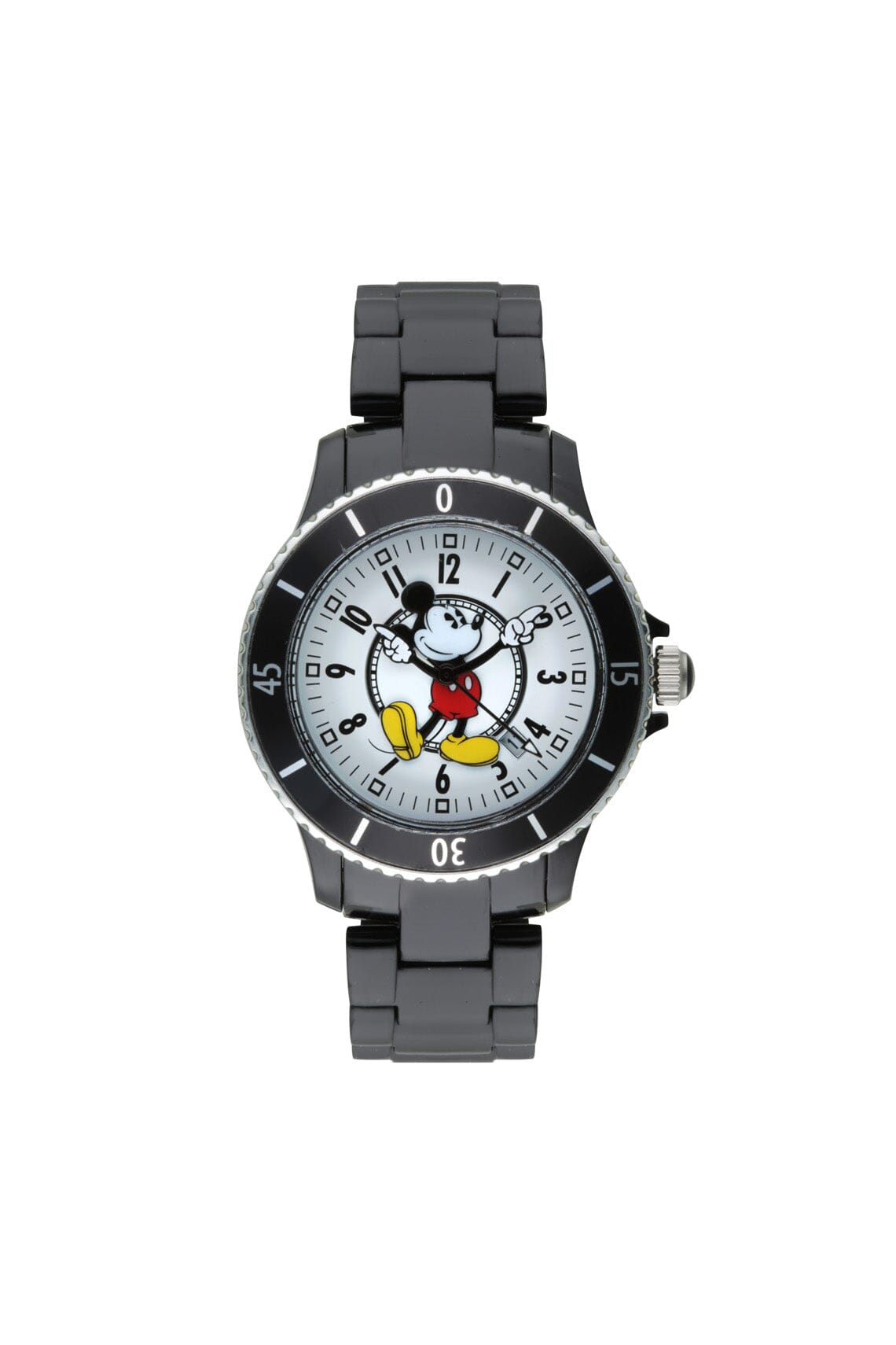 Disney Mickey Sports 40mm White Dial Black Stainless Steel Watch Watches Disney 