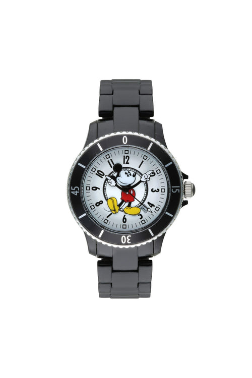 Disney Mickey Sports 40mm White Dial Black Stainless Steel Watch Watches Disney 