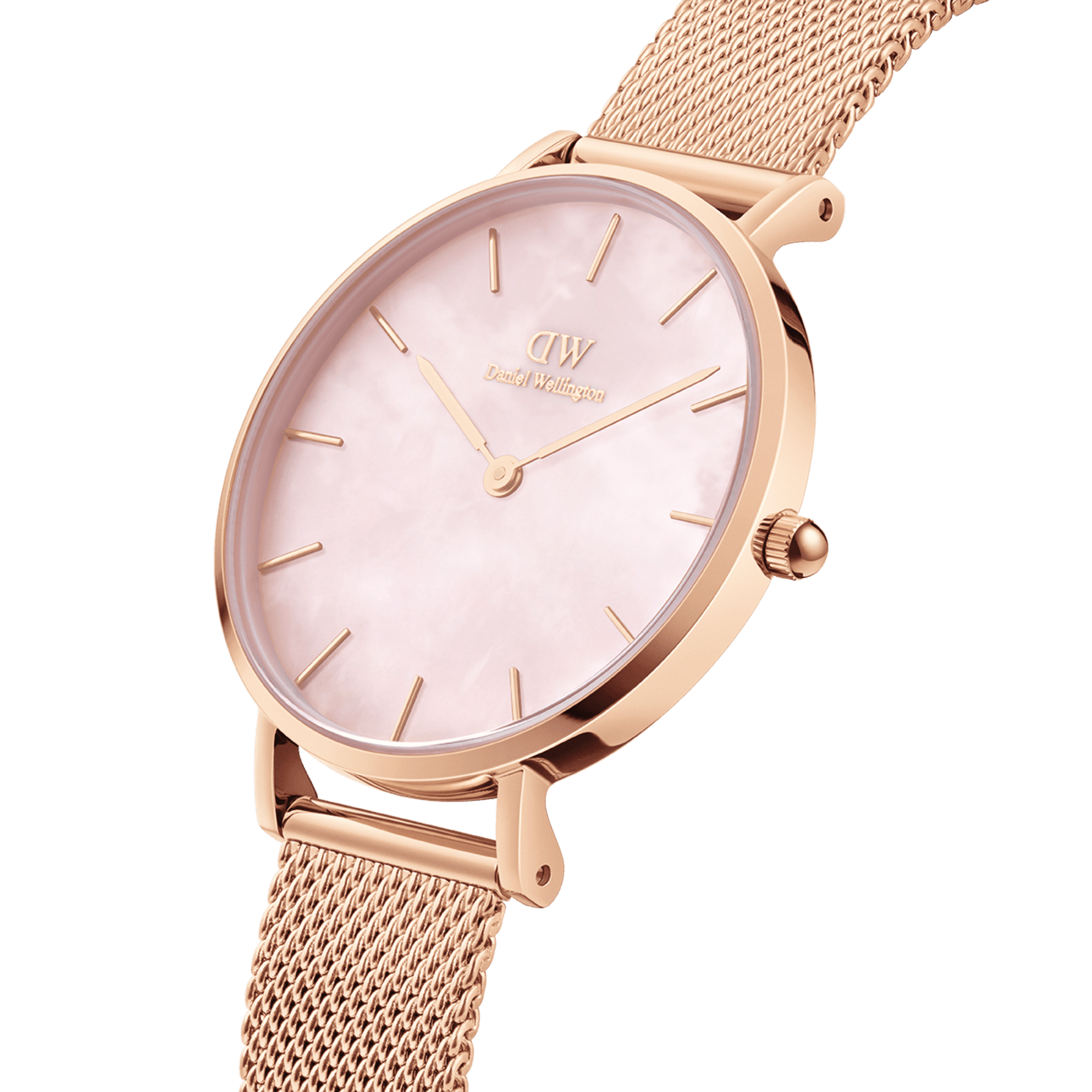 Daniel Wellington Ladies Rose Gold Plated Mesh Watch Daniel