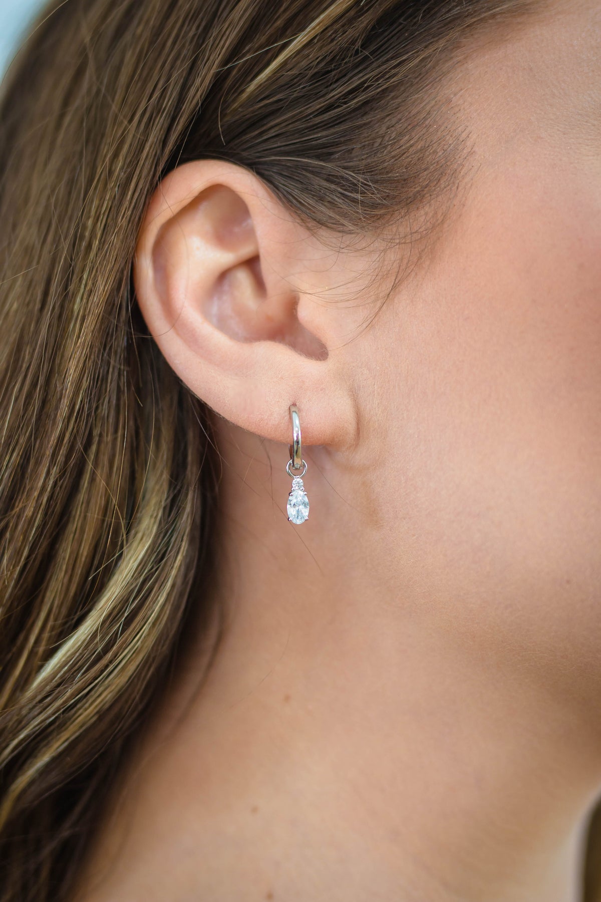 A CHRISTMAS JOURNEY BABY OVAL EARRINGS SILVER Bevilles Jewellers 